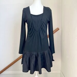 Vintage y2k black funky avant garde dress‎ whimsigoth dark fairy ruffle flounce